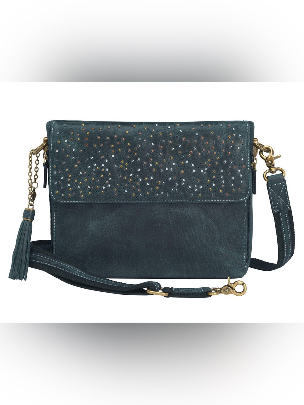 Gun Tote'N Mama Distressed Buffalo Leather Crossbody Purse, Blue